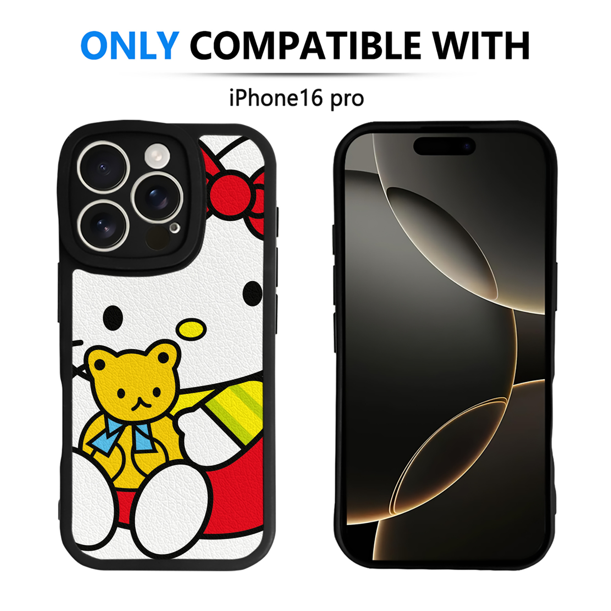 （画像用） Hello Kitty ハローキティ 【iPhone 16シリーズ対応】シリコンスマホケース（レザー調） 材質：シリコン